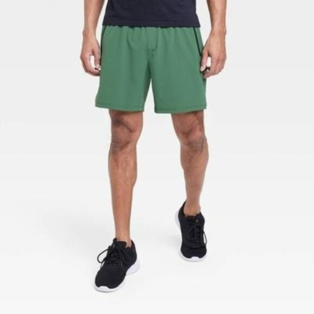 All in Motion Men's Stretch Woven Shorts 7",‎ Dark Green, Size XXL, NWT